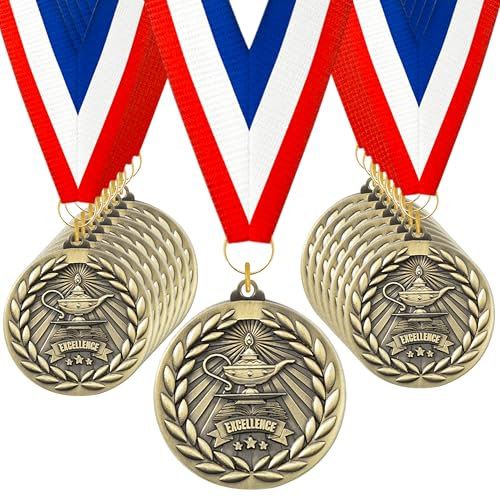 K1tpde Award Medals with Neck - 30PCS Graduation Bronze Winner Medals Bulk Prizes for Kids Spelling Excellence Trophy Award Prize Gifts for Adults and Students Academic Competitions, Tournaments