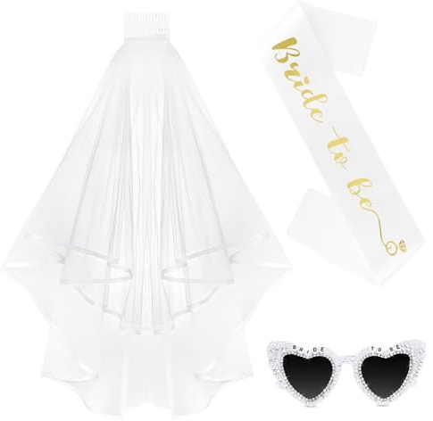 Semato Bachelorette Party Accessories Bachelorette Party Favors Bride to be Sunglasses and Bride to be Veil Sash Set