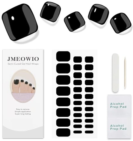 JMEOWIO Unghie Piedi Gel Adesive UV Nero Smalto Adesivo Unghie Piedi Gel Nail Stickers Decorazioni Unghie Nail Art Disegni