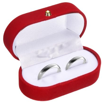 QUARKZMAN Scatola per Anelli in Velluto, Astuccio Gioielli da Viaggio Mini Portaanelli Organizzatore Gioielli Custodia per Donne Ragazze Matrimonio Proposta Fidanzamento, Rosso