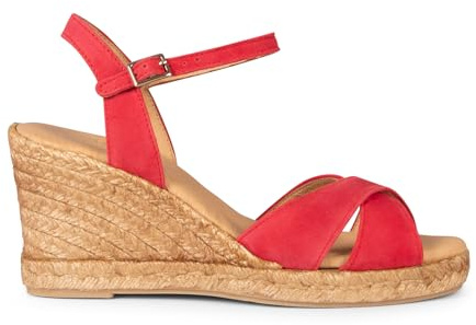miMaO Espadrilles à talon compensé et lanières croisées Rouge, EU 41