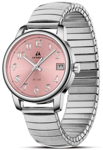 LN LENQIN Orologio da donna Orologi da donna in acciaio inossidabile Orologi impermeabili per donna Orologio da polso analogico al quarzo Cinturino espandibile