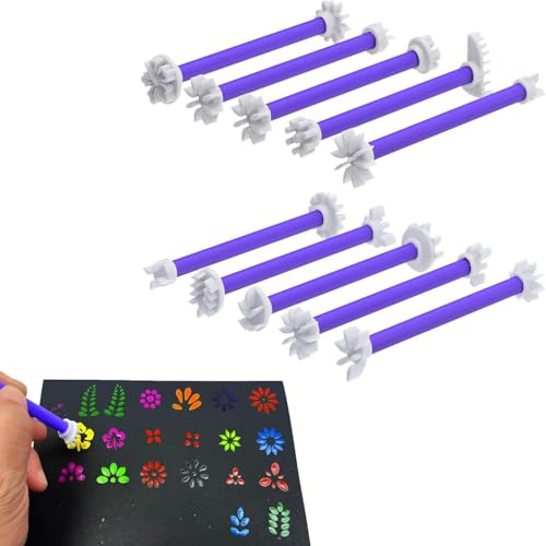 Flower Petal Tools for Dot Painting，20 Petal Shapes Dotting Tool，Mandala Dot Art Tools for Rocks，Embosssing Tools for Painting Dots (Purple)