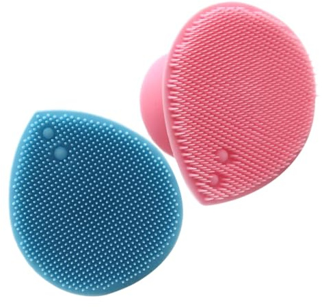 TOPPERFUN 2 Stück Kopf Gesichtsbürste Handheld Silikon Massagebürste mit Saugfuß für Sanfte Reinigung Peeling und Hautpflege Ergonomisch Weich für Empfindliche Kopfhaut