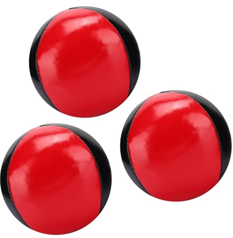 Ensemble de Balles de Jonglage en Cuir PU Rouge Noir pour Enfants et Professionnels 3 Pièces Balle de Jonglage Portable à Particules Colloïdales Fines Divertissement de Bureau
