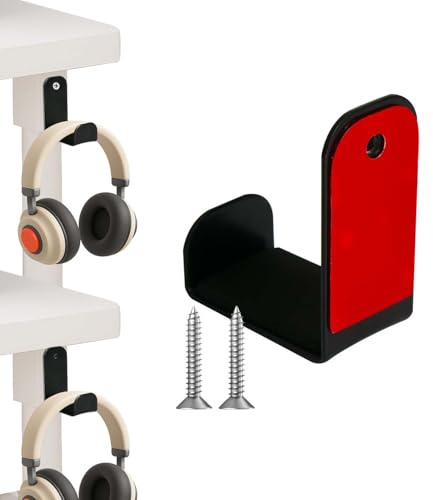 Stinzgie Headphone Wall Mount Holder, Adhesive & Screw Headset Hanger with Rubber Pad, Universal Mounted Headphones Hook for Desk or Wall, Gaming & Office Organizer