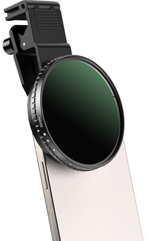 APEXEL Filtre Universel pour Téléphone Portable, Filtre ND2-ND400 Variable de 67 mm, Compatible avec iPhone 17/16/15... Samsung, Xiaomi et Autres Smartphones