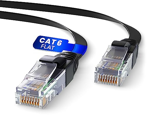 Mr. Tronic Flat Cat 6 Ethernet Cable 30m, High-Speed LAN Ethernet Network Cable with RJ45 Connectors, 30m Cat6 Internet 1 Gbps, ADSL AWG24 Patch, UTP CCA (30 Meters, Black)