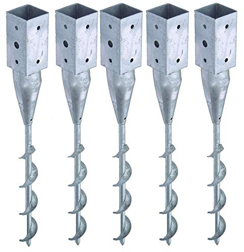 5 Stk Pfostenträger für 9x9 cm Pfosten als Eindrehhülse Bodenhülse für Holzpfosten eckig Kantholz 90mm Eindrehen Pfostenanker