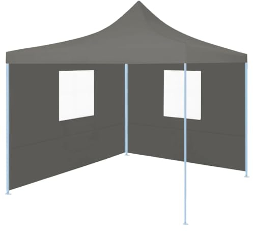 vidaXL Gazebo Professionale Pieghevole Tenda per Feste Tendone Copertura Telo di Protezione Padiglione per Eventi 2 Pareti 2x2m Acciaio Antracite