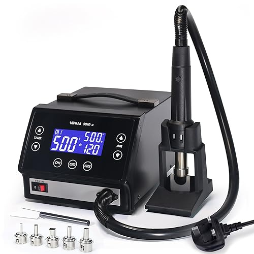 YIHUA 993DM High Power Precision Hot Air Rework Station with Temperature Stabilization Preset Channels for Electronic Rework and Apple Circuit Board Repairs(UK Plug)