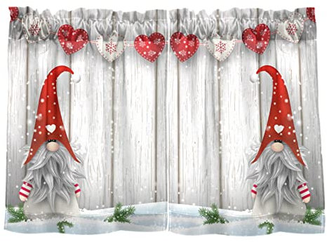 Mnsruu Tende da cucina, motivo gnomo natalizio, tende corte per mezza finestra, 2 pannelli, tende a livello per Natale, 68,6 x 91,4 cm