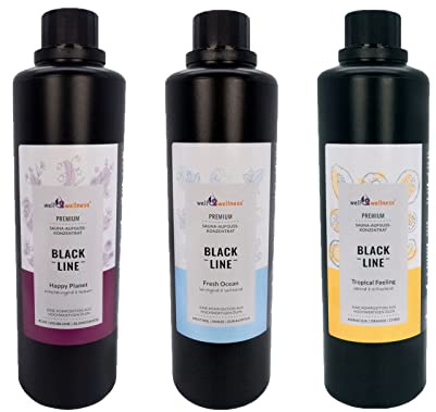 Black Line - Infusión para sauna (3 x 500 ml, con Happy Planet, Tropical Feeling y Fresh Ocean by SudoreWell)