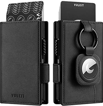 VULKIT Card Holder Wallet Compatible with Airtag Holder Pop Up Wallet RFID Blocking Metal Card Case, Magnetic Closure with Banknote Compartment
