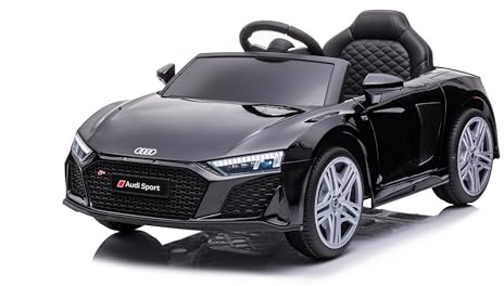 Baroni Home Coche Eléctrico para Niños Audi R8 Sport, 12V con MP3, Coche Mando a Distancia Full Optional, Asiento Eco Cuero, Apertura Puertas, Velocidad 3-5 km/h, con Mando a Distancia, Negro