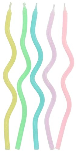 Folat B.V.- Folat Velas Sweet Swirl-15 cm-10 Piezas Adornos para Pasteles cumpleaños, Aniversario de Bodas, Graduación, Baby Shower, Fiesta de niños, Multicolor, 6 cm (24202)