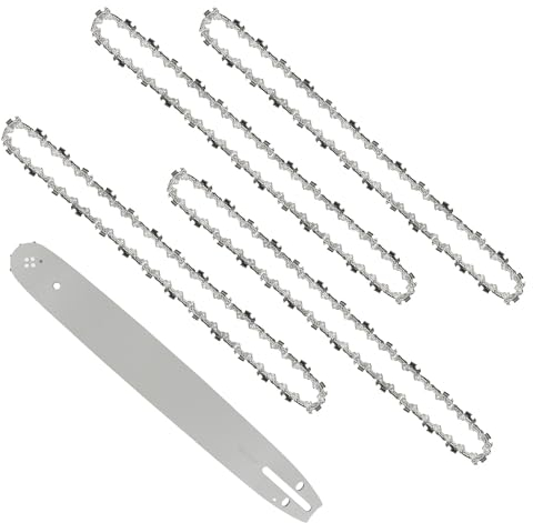 4 x 16” Chainsaw Chains with 40cm Guide Bar, 3/8 LP Pitch, 56 Drive Links, .050 (1.3mm) Gauge Saw Chain, Low-Kickback Chains Replacement fit for Makita,Einhell, Dolmar, Bosch Chainsaw