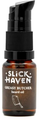 Slickhaven Greasy Butcher Olio da Barba 10 ml – Profumo di pelle animale con note dolci e speziate – Qualità artigianale – Cura naturale della barba – Protegge e idrata la barba