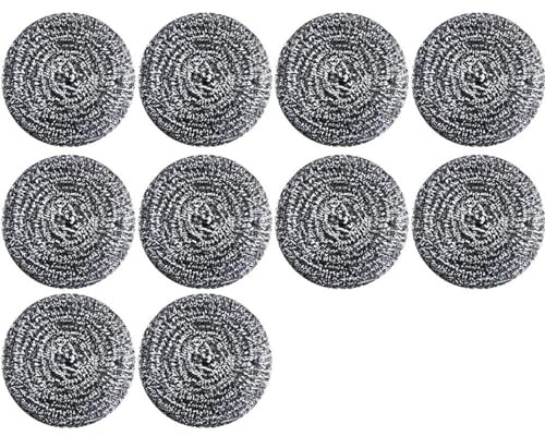 Steel Wool Scrubber, Heavy Duty Durable Scourer Kitchen Cleaning Tools Stainless Steel Wire Sponges For Cleaning Dish Pots Pans Grills, 10 Pieces (Size : 11cm)