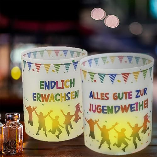 12 Stück Windlicht Tischdeko Jugendweihe,Alles Gute Zur Jugendweihe, Deko Jugendweihe Junge Mädchen, Geeignet für Teelichter oder Kerzen,für Junge Mädchen Erwachsene Partyfeiern