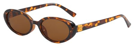 LJCZKA Retro Gafas de Sol Ovaladas para Mujer Hombre años 90 Pequeñas Ovaladas Vintage Gafas de Sol Protección UV400