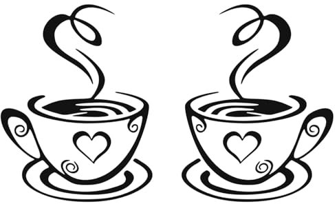 QINGYIWL Wandtattoo 4 Sätze Küche Dekor Aufkleber Wandaufkleber, Kaffee Tassen Peel und Stick Tapete, Coffee Wandsticker DIY abnehmbare Wandkunst Abziehbilder