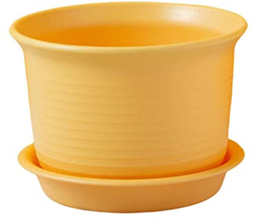 siduytin Vaso da Fiori Secchio Balcone Giardino Vaso da Fiori Fioriera in plastica Contenitore per Piante grasse con piattino Articoli per la casa, Giallo, L【Diametro 18 cm】