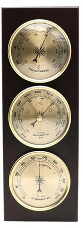 Baromètre 3 en 1 pour la Maison - Station Météo Analogique Murale avec Thermomètre et Hygromètre - Pour Intérieur, Bateau de Pêche, Chambre de Bébé, Bureau