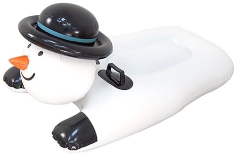 Aufblasbarer Schneemann-Schlitten, 107x60x55 cm, PVC-Kunststoff, 1,3 kg, bis 150 kg, für 1 Person (Weiß)