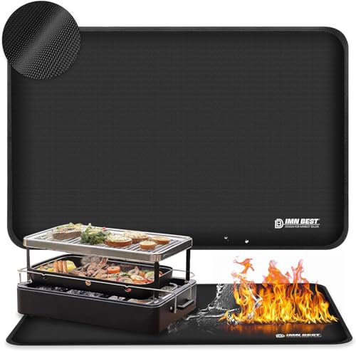 ImnBest Base resistente al calor, base ignífuga de 60 x 40 cm, alfombrillas resistentes al calor para barbacoa al aire libre para proteger tu mesa de preparación y mesa de barbacoa al aire libre (50 x