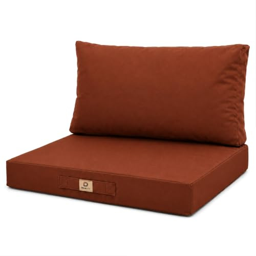 deco arts Cojines Exterior 70x60 cm Impermeables - Juego XL de Asiento y Respaldo para sillón de jardín, Tejido Oxford desenfundable y Lavable - Terracota