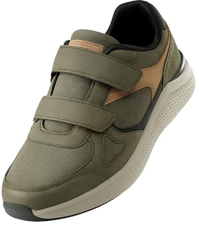 LEOSS ORIGINAL Scarpe Sanitarie da Corsa con Chiusura a Strappo Primavera Traspiranti Scarpe da Ginnastica con Lacci Sportive Sneaker per Uomo Ortopediche (Verde Scuro, 43 EU, MLE255066-15)
