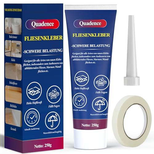 Fliesenkleber, Quadence Strong Tile Adhesive Glue, Wasserdicht Fliesenkleber Außen Frostsicher, Porzellankleber, Fertig für Beton, Wand&Bodenfließen,Innen&Außen, fugenfüllend