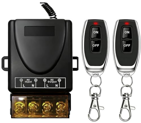 433MHz Interruptor de Control Remoto Inalámbrico AC 220V 230V 240V 30A, Controlador de Relé con 2 transmisores para Luces Bomba Sistemas de Seguridad 100M Control de Largo Alcance