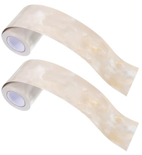 Generic Self Adhesive Stick on Borders for Walls, 2 Rolls PVC Marble Skirting Board Covers with Splashproof Feature, Flexible Decorative Strips for Home and Balcony Wall Trim