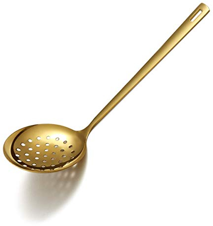 Berglander Écumoire en or, passoire en métal avec placage à l'or en titane, écumoires de cuisine pour ustensiles de cuisine antiadhésifs, va au lave-vaisselle