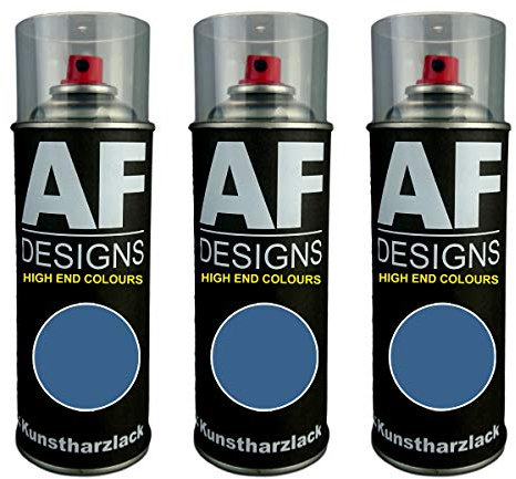 Alex Flittner Designs 3X Plástico Revestimiento Pintura en Espray Laca Colorida Lata de Aerosol RAL5007 Azul Brillante Mate - Ral5007 Azul Brillante Seda Mate
