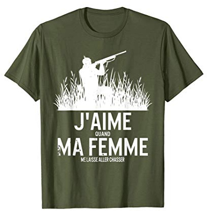Tee-Shirt Chasse Chasseur Marié Cadeau Femme Laisse Chasser T-Shirt