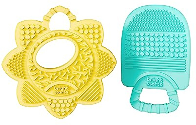Bright Starts Sunny Soothers 2pk Multi-Textured Bpa Free Baby Teethers in Cute Sun & Popsicle Shapes, Ages 3 Months+