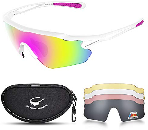 Snowledge Sportbrille Fahrradbrille Herren und Damen Radsportbrille Sonnenbrille Erwachsene Sport Radbrille Polarisiert Windschutz Brille Motorradbrille Rahmen TR90 UV400 Schutz