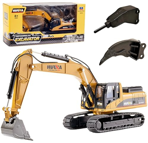 Gemini&Genius Excavator Toys, Construction Vehicle Digger Toys 1/40 Scale Die-cast Grader Engineering Tracked Excavator Vehicle Alloy Models Toys for Kids and Decoration for House