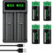 DuraPro 4X Akku N(E90/LR1) Size Batteries + LED USB Ladegerät für LR1, LR01, 4901, 4001, MX9100, 910A, E90