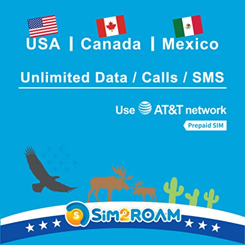USA Kanada Mexiko AT&T SIM-Karte | unbegrenzte Hochgeschwindigkeitsdaten/Anrufe/SMS | ATT SIM-Karte US, USA, Kalifornien, Kanada, Mexiko | nur passend für iPhone (28 Tage)