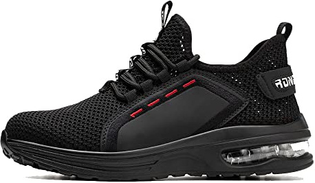 Rona Shoes Safety Shoes Safety Trainers Steel Toe Cap Trainers Work Shoes Lightweight Comfortable Slip On for Men Women Ladies Luna Black UK8 / EU42