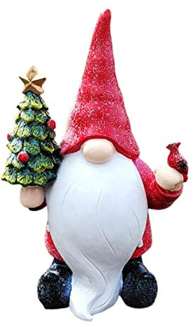 Yeeda Grand nain de jardin amusant, statue de nain de Noël, résistant aux intempéries, décoration de jardin, nain, grande pelouse, pour terrasse, balcon, cour