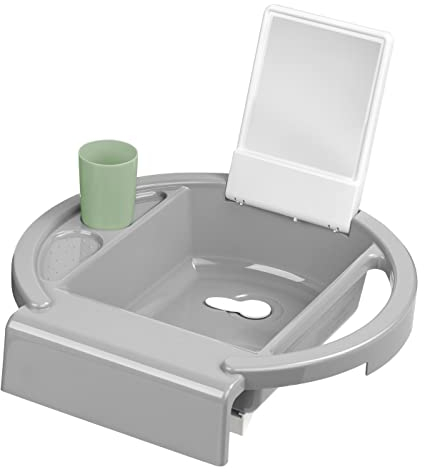 Rotho Babydesign Lavabo infantil Kiddy Wash, Para fijar en el borde de la bañera, 38,7 x 38,2 x 10 cm