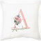 PB TECH Personalised Pillow Cushion Cover, Customise Name And floral Initial Cushion Cover 40x40CM Without Filling Custom Gift For Her Him Couple Family Friend Christmas Birthday Anniversary Present