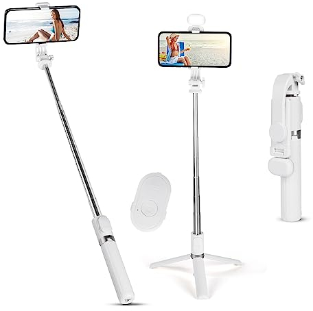 Flintronic Palo Selfie Trípode Bluetooth, Profesional Palo Selfie Trípode 100CM, con Control Remoto Inalámbrico Desmontable y Trípode Estable de Aleación de Aluminio, Compatible con Android, iPhone