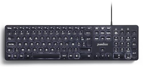 perixx PERIBOARD-331 Tastiera cablata USB retroilluminata Full Size - Tasti Forbici Tipo X - retroilluminato Bianco - Nero - AZERTY..