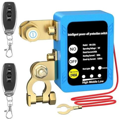 AYYDS Auto Batterie Trennschalter, 12V 240A Auto Batterieschalter mit 2 Drahtloser Ferngesteuerter, Anti-Diebstahl Batterie Kill Switch, Auto Trennrelais für Auto Wohnmobil RV ATV LKW Boot